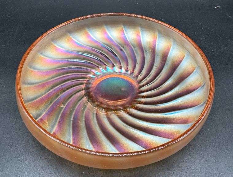 Vintage Imperial Iridescent Swirl Pattern Carnival Glass Bowl