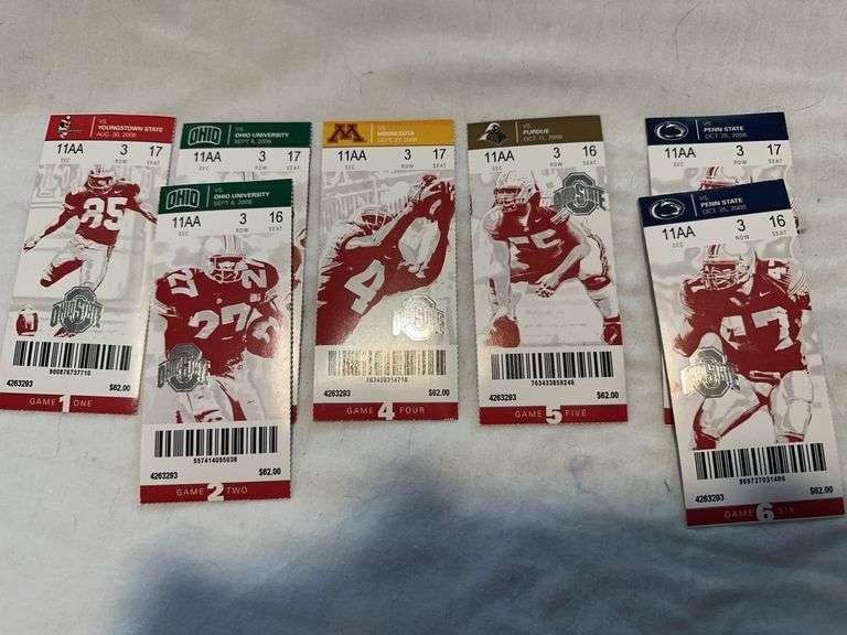 Lot of seven 2008 Ohio State football tickets