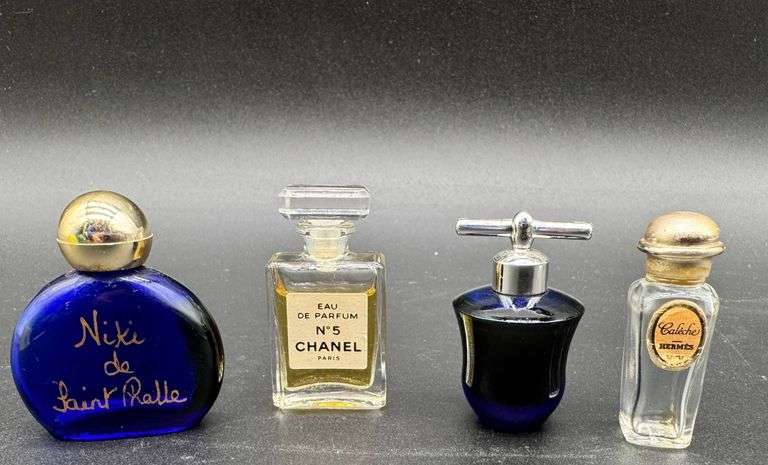 4 Miniature Perfume Bottles Including Chanel, Hermes, and More