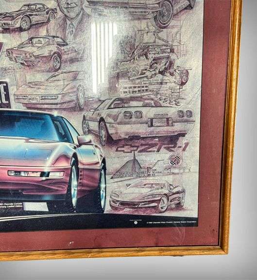 40 Years of Corvette Framed Print with Wooden Frame