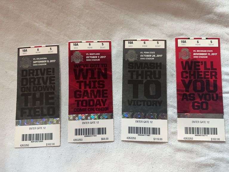 Lot of four Ohio State tickets from the 2017 season