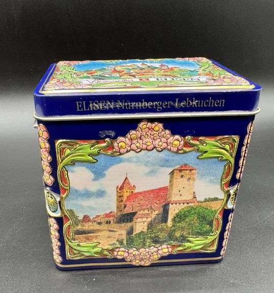 Weissella Elisen Lebkuchen Collectible Tin music box with Scenic Designs