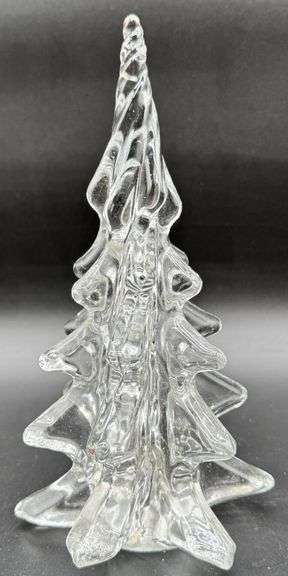 Clear Glass Christmas Tree Figurine with Textured Design