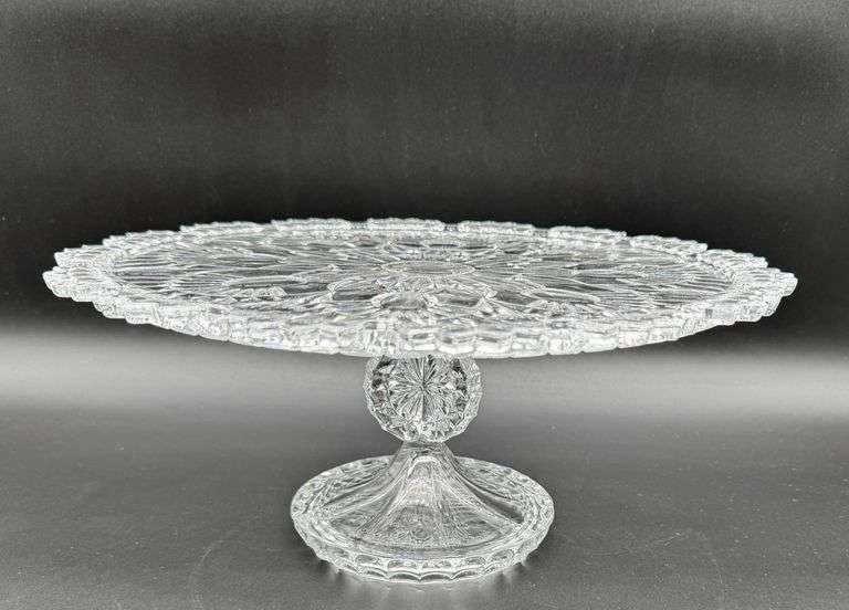 American Brilliant Pressed Glass Pedestal Cake Stand