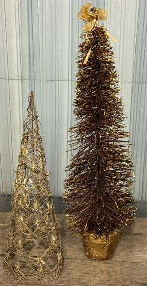 Decorative Gold and Brown Tabletop Christmas Trees