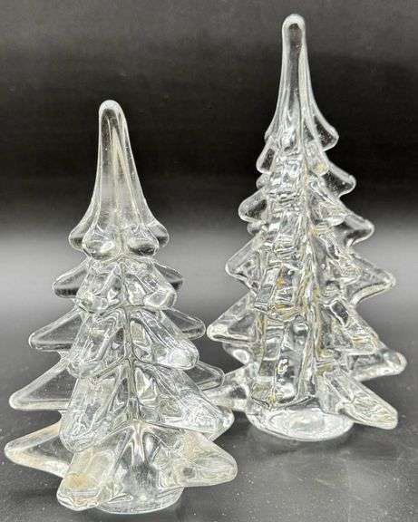 Clear Glass Christmas Tree Figurines, Made in Taiwan