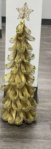 Gold Tabletop Decorative Christmas Tree With Star Topper