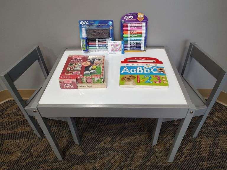 Kid's table set, supplies, gift card