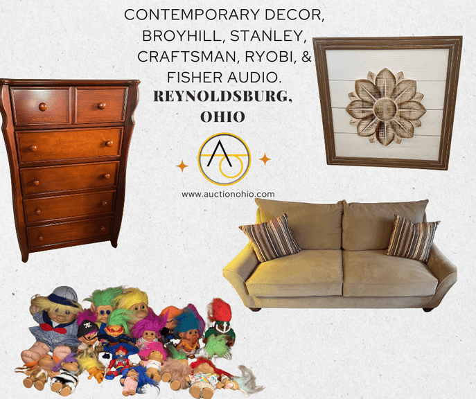 Contemporary Decor, Broyhill, Stanley, Craftsman, Ryobi, & Fisher Audio Equip.