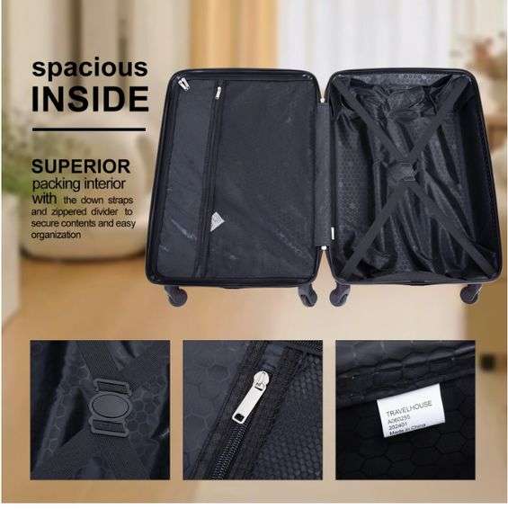 Hardshell Luggage Sets 4 Pieces Spinner Suitcase with TSA Lock Lightweight White ABS