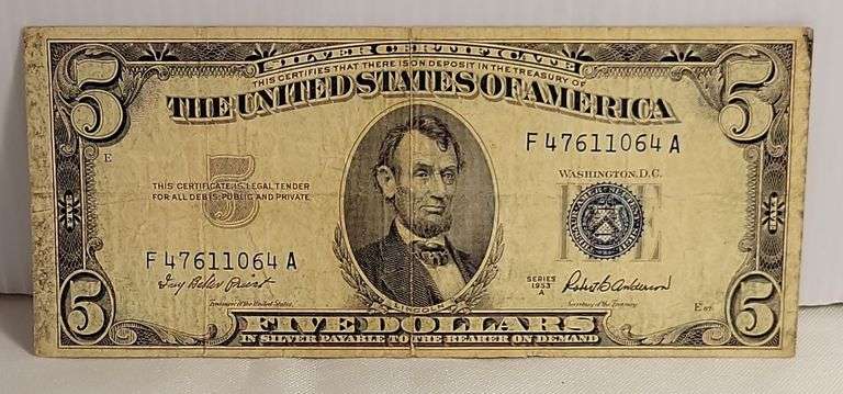 1953-A $5 Silver Certificate - G