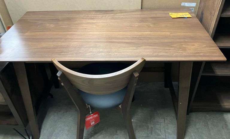 Wood desk, chair, gift cards
