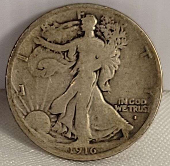 1916-S Walking Half Dollar-VG