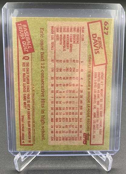 1985 Topps #627 Eric Davis RC Cincinnati Reds - Auction Ohio