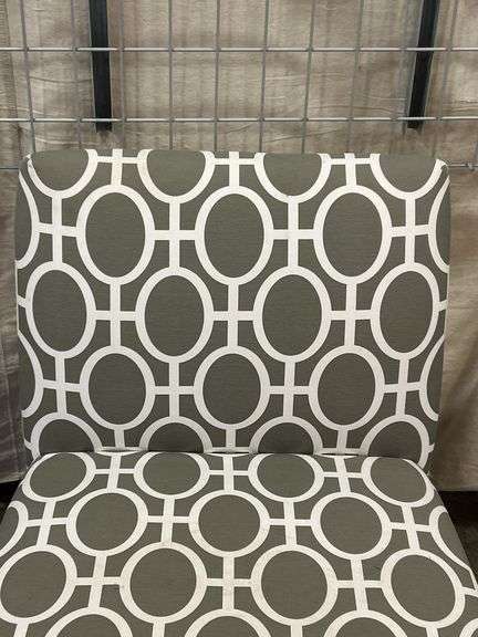 Modern Accent Chair - Gray & White Geometric Pattern - Auction Ohio