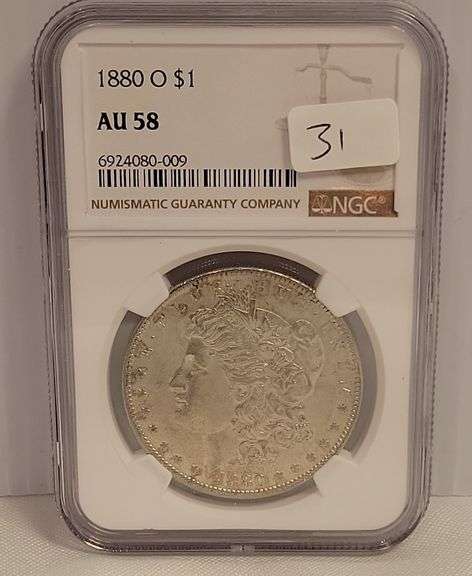 1880-O Morgan Silver Dollar - AU58