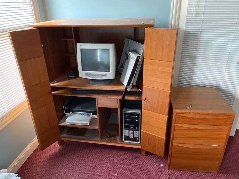 Computer armoire and filing cabinet