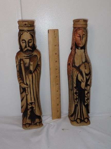 Durastone Vintage Austin Productions King & Queen 13" Statues Medieval Gothic Style