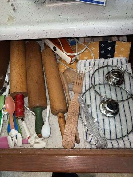 Antique Rolling Pins- Drawer Contents