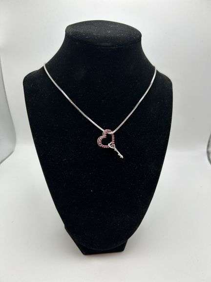 STERLING Silver Heart Key Pendant main image 0