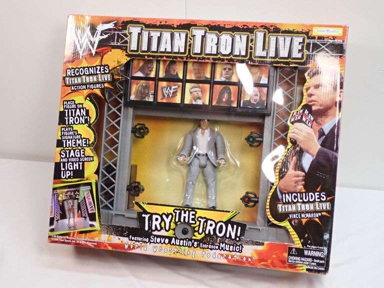 1999 Jakks Pacific WWF Titan Tron Live Try the Tron Vince McMahon action figure.