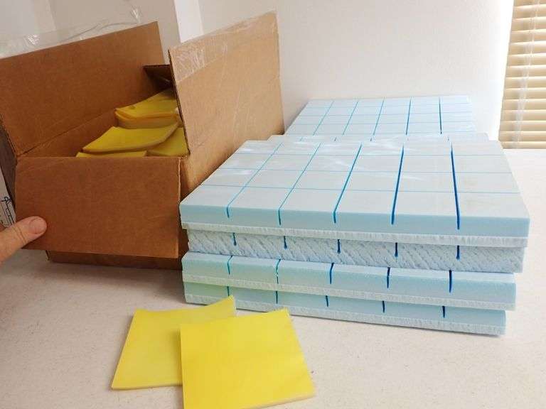 4x4 Tabs for carpet / furniture separation - box of probably 10,000 + 3 sheets of styro blocks