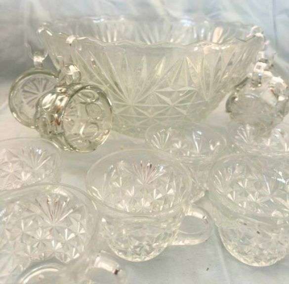 Glass Punch Bowl Set with Cups