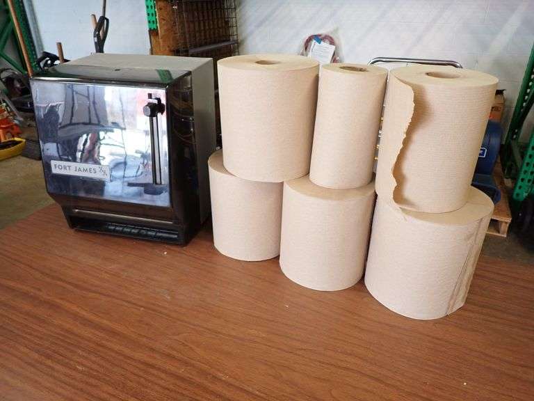 WALL MOUNT FORT JAMES TOWEL DISPENSOR W/6 ROLLS OF PAPER