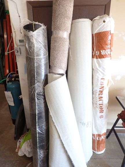 FOUR ROLLS OF NEW CARPET & PADDING - SEE PHOTOS FOR MEASUREMENTS
