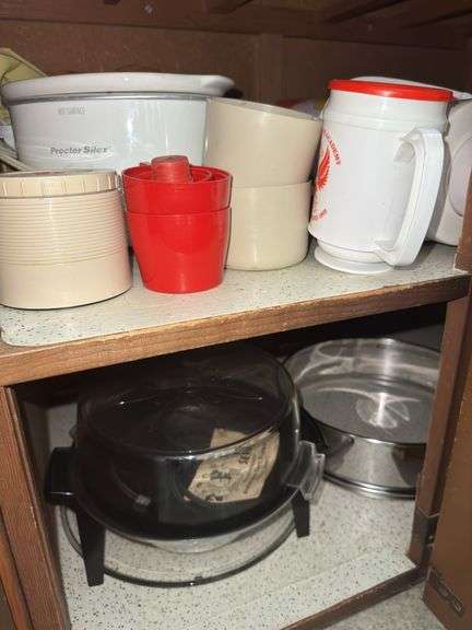 Contents of Cabinet (Vintage Popcorn Maker)