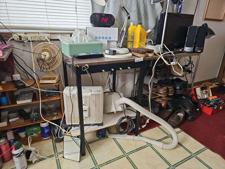 Lot of Misc. - Tools, Tacks, Monitor & Speakers, etc.