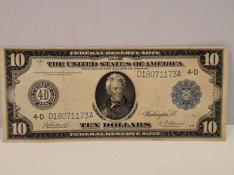 1914 $10 Blue Seal Cleveland Note