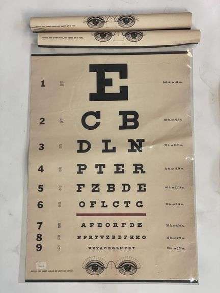 VINTAGE EYE CHARTS AND ADVERTISING POSTER COLLECTION. - Auction Ohio