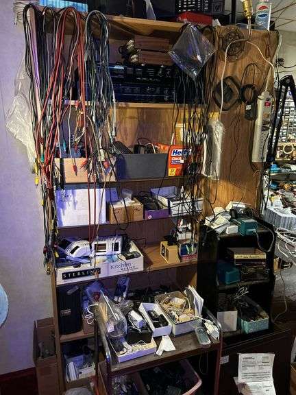 Contents of Shelf (shelf excluded) Kenwood Audio System Controller, Alarm Clocks, etc.