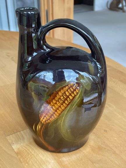 Weller Hand-Painted Corn Jug – Signed J. Bowens – 7.5" H