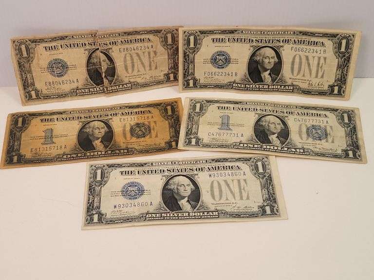 (5) 1928/34 $1 Silver Cert Lot