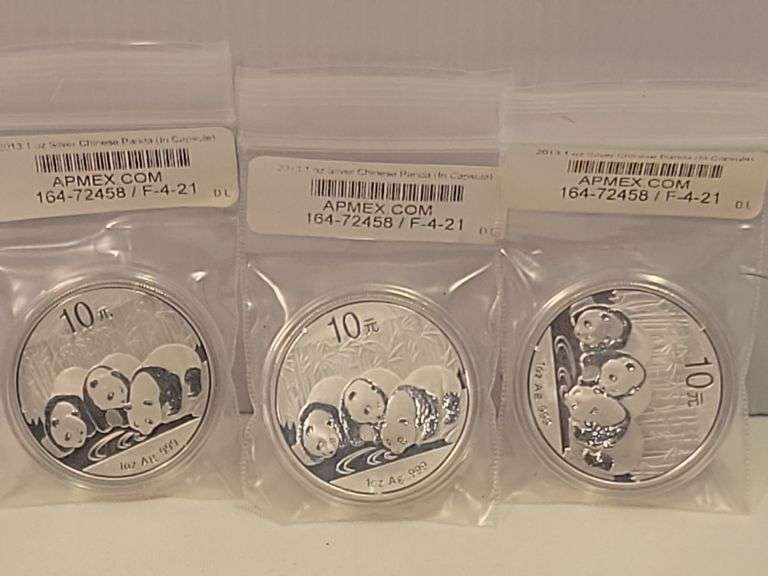 (3) 2011 Silver China Panda's-Unc