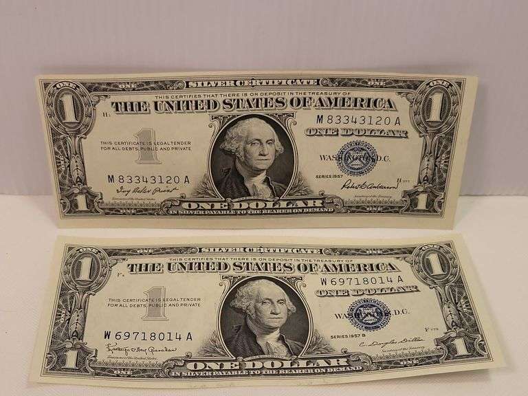 1957 & 1957B $1 Silver Certificates