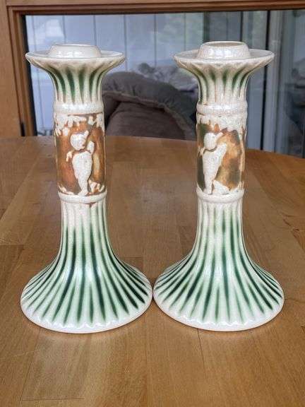 Roseville Donatello Pair of Candlesticks – 8"