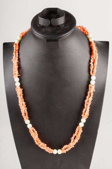 Pink Coral and Stone Necklace