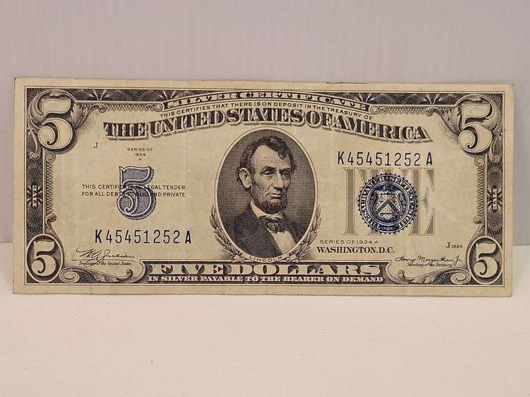 1934-A $5 Silver Certificate - VF