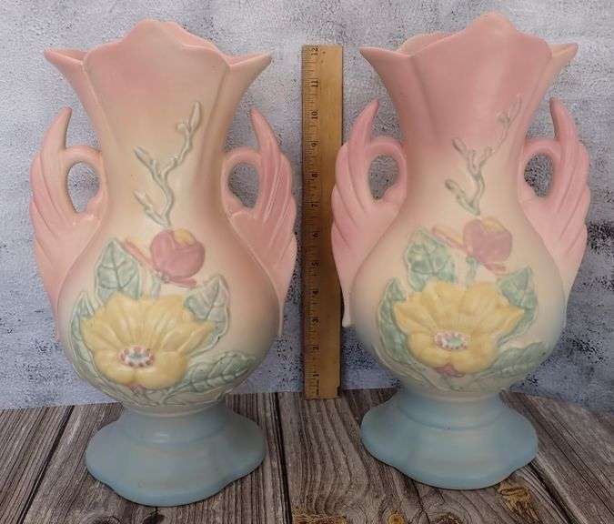 Hull Pottery - Matching Pair - Magnolia Swan Vase USA#17