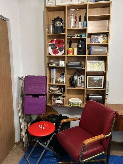 Contents of Shelf(shelf exc), Chair, Exercise Mat, stool x2, Step Ups, etc