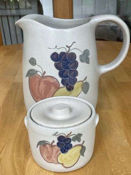 Chatham Potters “Country Harvest” Pitcher & Covered Sugar – Matching Set
