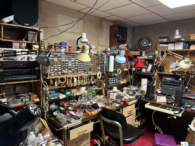 HUGE LOT- Speakers, Hardware, Electrical Sony & Kenwood Audio Controllers, Conar Oscilloscope