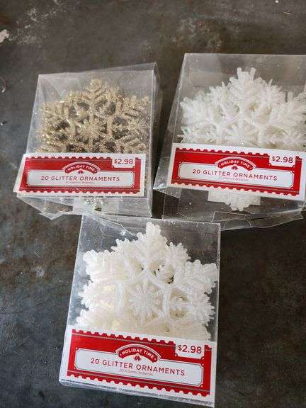 60 Count Glitter Snowflake Ornaments