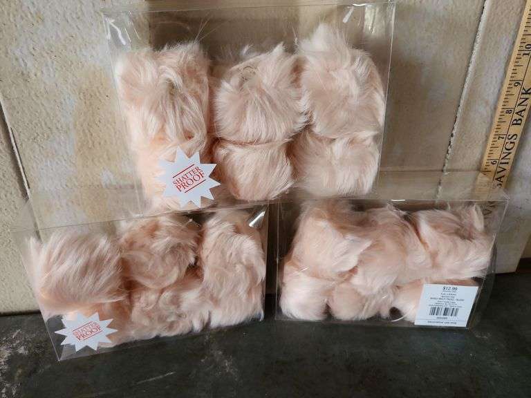 Three Packs Of Blush Fuzzy Ornaments 16 Count