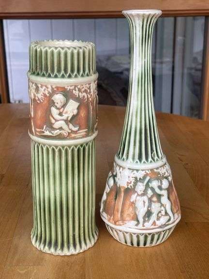Roseville Donatello Vase & Bud Vase Pair – #118-8 & #115-10