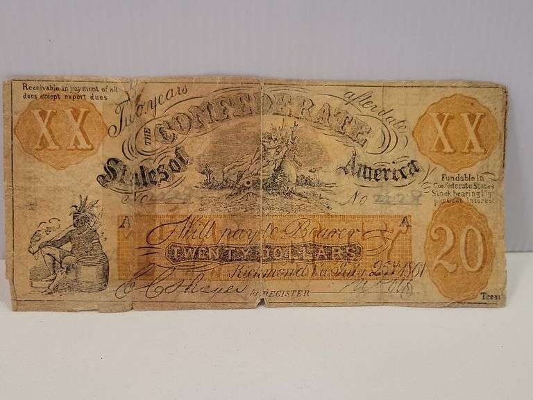 1861 $20 Confederate Note