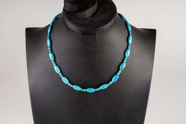 Designer Jay King Single Strand Sterling Silver and Turquoise Necklace